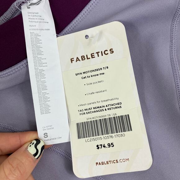 Fabletics Spin Motion365 7/8 Leggings Womens SZ Small Mid Rise Pockets Purple - Picture 11 of 12